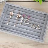 Velvet Suede Jewelry Display Tray Ring Earring Organizer Rack