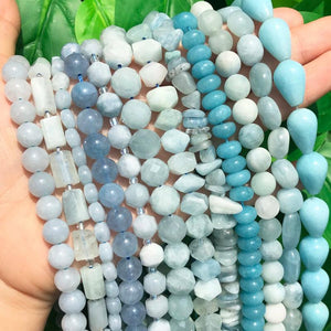 44 Natural Aquamarines Beads for Jewelry DIY Making
