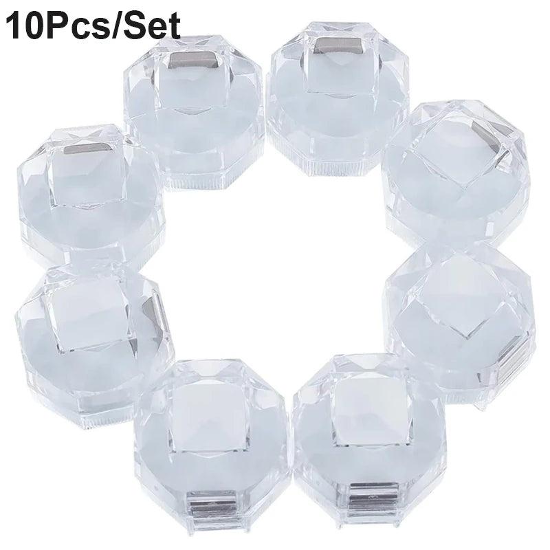 10Pcs Acrylic Transparent Jewelry Packaging Box - Wedding Woman Jewelry Box