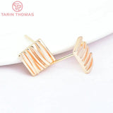 10PCS 7.5MM 24K Brass Square Stud Earrings DIY Jewelry Findings
