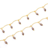 18K Plated Glass Teardrop Chain for DIY Necklace Making