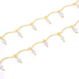 18K Plated Glass Teardrop Chain for DIY Necklace Making