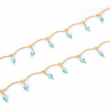 18K Plated Glass Teardrop Chain for DIY Necklace Making