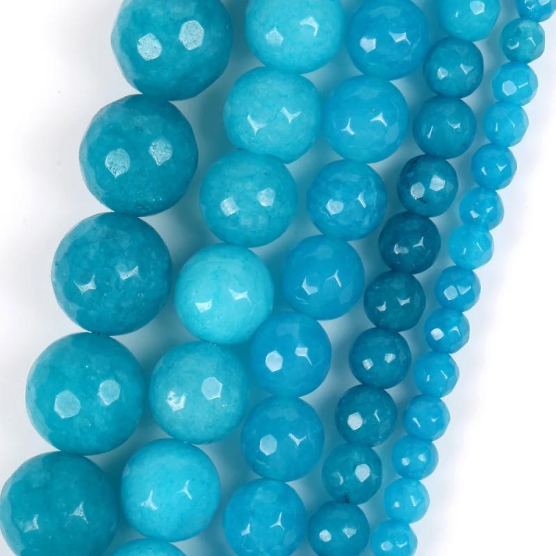 Faceted Jades Chalcedony Round Beads 4-12mm