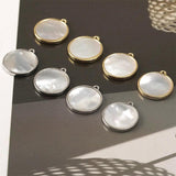 2pcs 15mm Copper Clad 14K Round Shell Pendant DIY Jewelry Hair Ornament