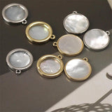 2pcs 15mm Copper Clad 14K Round Shell Pendant DIY Jewelry Hair Ornament