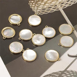 2pcs 15mm Copper Clad 14K Round Shell Pendant DIY Jewelry Hair Ornament