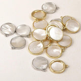 2pcs 15mm Copper Clad 14K Round Shell Pendant DIY Jewelry Hair Ornament