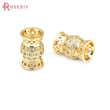 18K Brass Zircon Cylinder Spacer Beads Bracelets DIY Jewelry Making