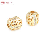 18K Brass Zircon Cylinder Spacer Beads Bracelets DIY Jewelry Making