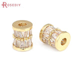 18K Brass Zircon Cylinder Spacer Beads Bracelets DIY Jewelry Making