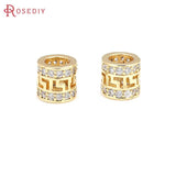 18K Brass Zircon Cylinder Spacer Beads Bracelets DIY Jewelry Making