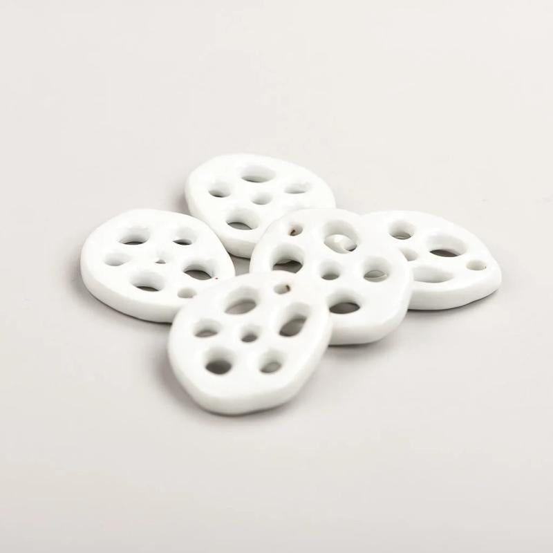 5pcs Multicolor Lotus Root Ceramic Pendant Porcelain Necklace Accessories
