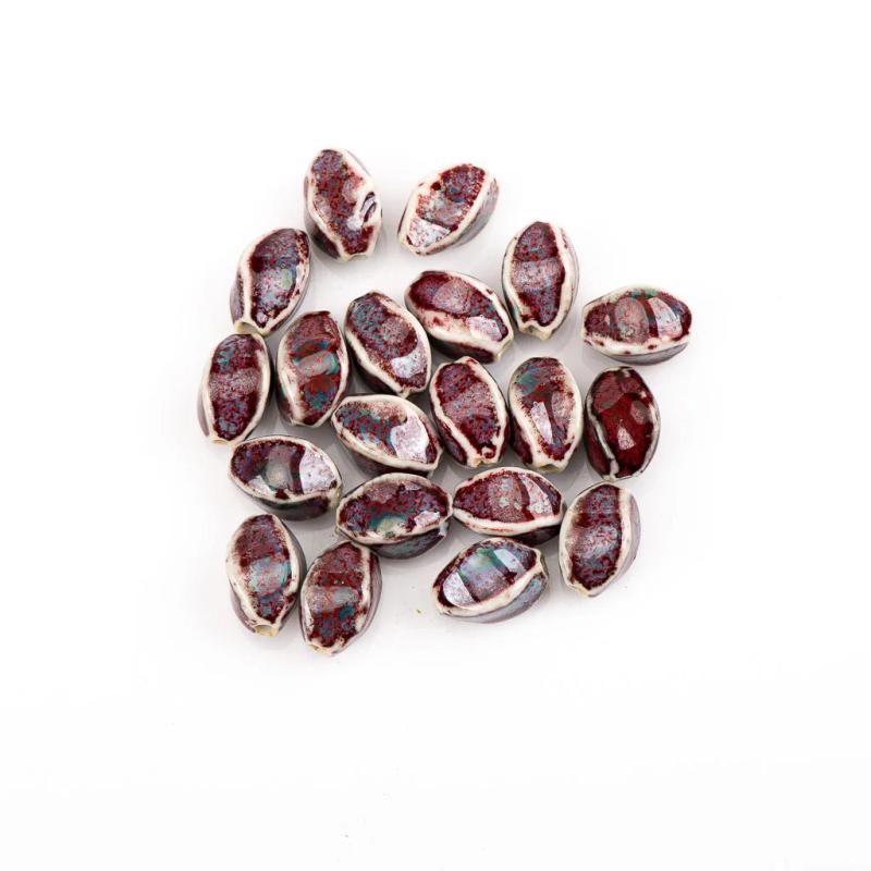 20pcs Colorful Ceramic DIY Beads Unique Shape Scattered Beads Glaze Bead 12x17mm