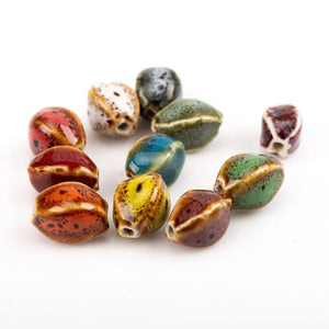 20pcs Colorful Ceramic DIY Beads Unique Shape Scattered Beads Glaze Bead 12x17mm