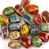 20pcs Colorful Ceramic DIY Beads Unique Shape Scattered Beads Glaze Bead 12x17mm
