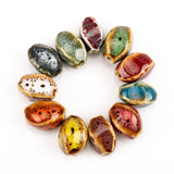 20pcs Colorful Ceramic DIY Beads Unique Shape Scattered Beads Glaze Bead 12x17mm
