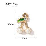 10PC 7*13mm Crystal Pearl Cherry Shape Pendant Dangle DIY Earrings