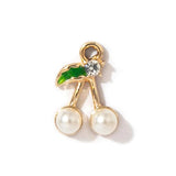 10PC 7*13mm Crystal Pearl Cherry Shape Pendant Dangle DIY Earrings