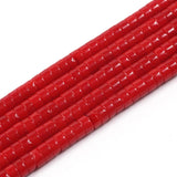 Natural Red Coral Beads 4x2mm Flat Round Disc Shape Beads