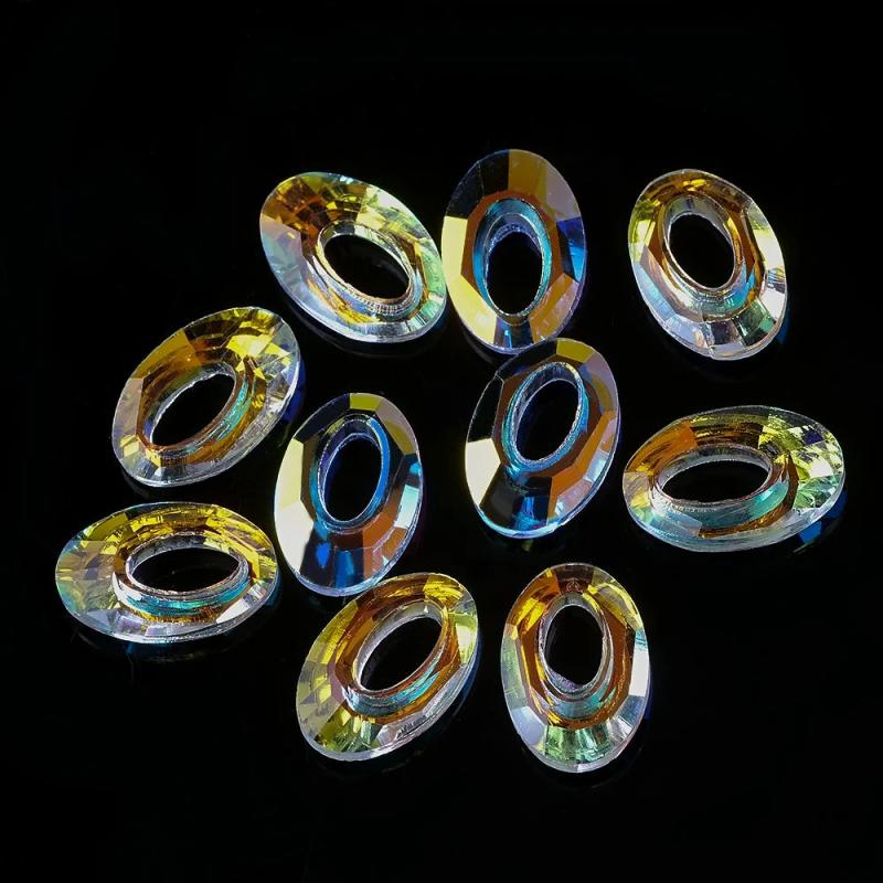 10Pcs Austria Crystal Charms Pendant 13x20mm Glass Oval Beads