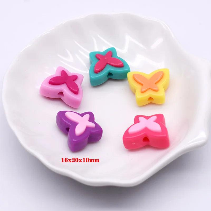 30pcs Acrylic Candy Beads Flower Butterfly Heart Round Spacer Beads