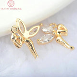 6PCS 24K Brass Zircon Fairy Charms Pendants DIY Jewelry Findings