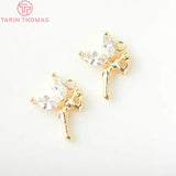 6PCS 24K Brass Zircon Fairy Charms Pendants DIY Jewelry Findings