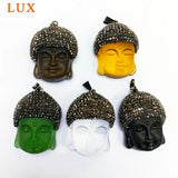Buddha Head Crystal Pendant Rhinestone Gemstone Beads Glass Jewelry Findings