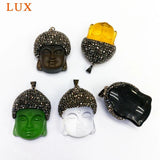 Buddha Head Crystal Pendant Rhinestone Gemstone Beads Glass Jewelry Findings