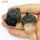Buddha Head Crystal Pendant Rhinestone Gemstone Beads Glass Jewelry Findings