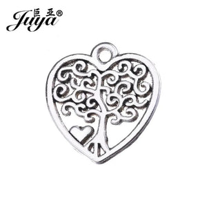 20pcs Hollow Heart Tree Of Life Charms For DIY Earrings Necklaces 18.5x17mm