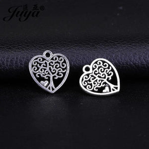 20pcs Hollow Heart Tree Of Life Charms For DIY Earrings Necklaces 18.5x17mm