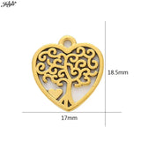20pcs Hollow Heart Tree Of Life Charms For DIY Earrings Necklaces 18.5x17mm