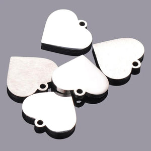 10pcs 15mm Heart Charms Stainless Steel Stamping Blank DIY Pendant