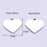 10pcs 15mm Heart Charms Stainless Steel Stamping Blank DIY Pendant