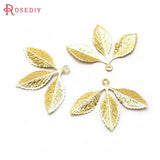 20PCS 31x23MM 24K Brass Tree Leaf Charms Pendants DIY Jewelry Findings
