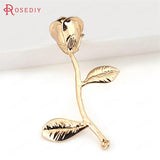 4pc 23x40mm Champagne Plated Brass Rose Charms Pendants DIY Jewelry Findings