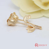 4pc 23x40mm Champagne Plated Brass Rose Charms Pendants DIY Jewelry Findings
