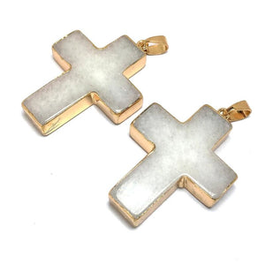 Natural Agates Pendant Quartz Cross Pendants for Necklace Making