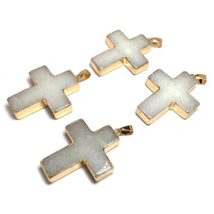Natural Agates Pendant Quartz Cross Pendants for Necklace Making