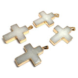 Natural Agates Pendant Quartz Cross Pendants for Necklace Making