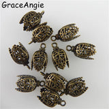 Vintage Bronze Flower Caps Spacers Bead Charms 17mm