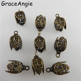 Vintage Bronze Flower Caps Spacers Bead Charms 17mm
