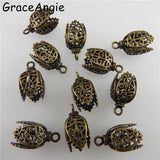 Vintage Bronze Flower Caps Spacers Bead Charms 17mm