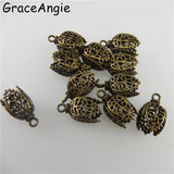 Vintage Bronze Flower Caps Spacers Bead Charms 17mm