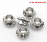 20pcs 3D Tableware Charms Cup Saucer Silver Metal Pendants DIY Necklace Earrings