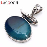 Lacoogh Retro Striped Natural Stone Antique Necklaces Pendants