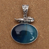 Lacoogh Retro Striped Natural Stone Antique Necklaces Pendants