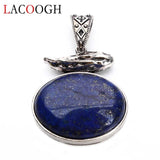 Lacoogh Retro Striped Natural Stone Antique Necklaces Pendants